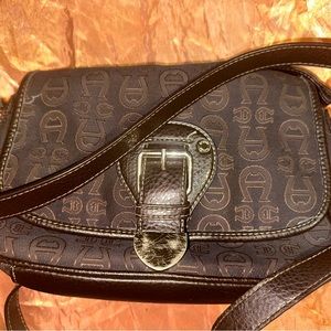 Etienne Aigner medium sized leather and canvas logo bag